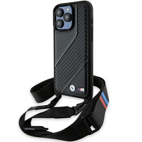 BMW M Edition Carbon Stripe & Strap case for iPhone 15 Pro - blackeng