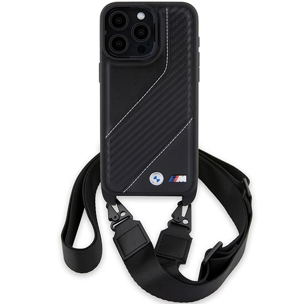 BMW M Edition Carbon Stripe & Strap case for iPhone 15 Pro - blackeng