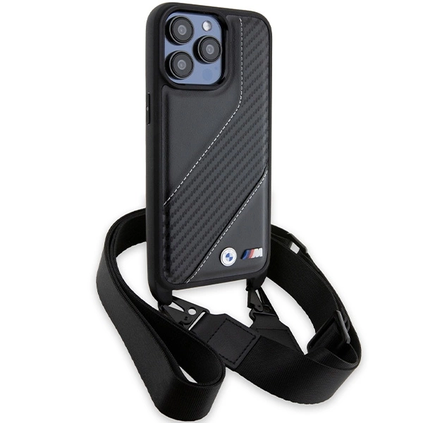 BMW M Edition Carbon Stripe & Strap case for iPhone 15 Pro - blackeng