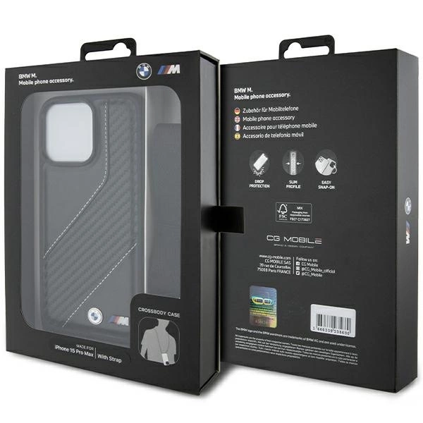 BMW M Edition Carbon Stripe & Strap case for iPhone 15 Pro - blackeng