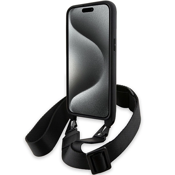 BMW M Edition Carbon Tricolor Lines & Strap case for iPhone 15 Pro - blackeng