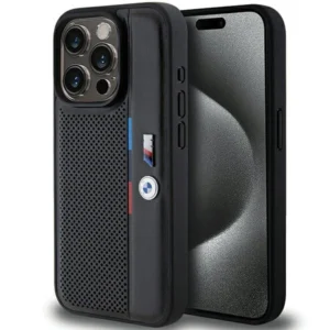 BMW Perforated Tricolor Line case for iPhone 15 Pro - blackeng