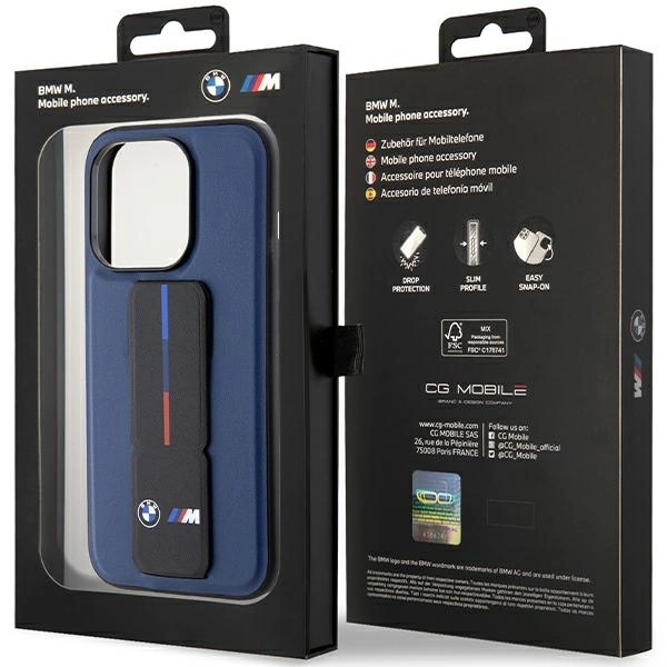 BMW M Grip Stand Bicolor case for iPhone 15 Pro - navy blueeng