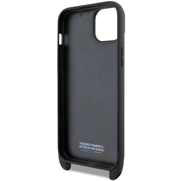 BMW M Edition Carbon Tricolor Lines & Strap case for iPhone 15 Plus / 14 Plus - blackeng