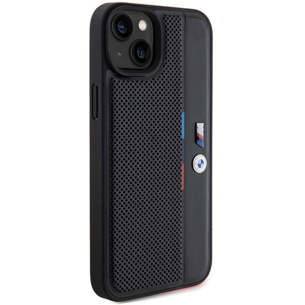 BMW Perforated Tricolor Line case for iPhone 15 Plus / 14 Plus - blackeng