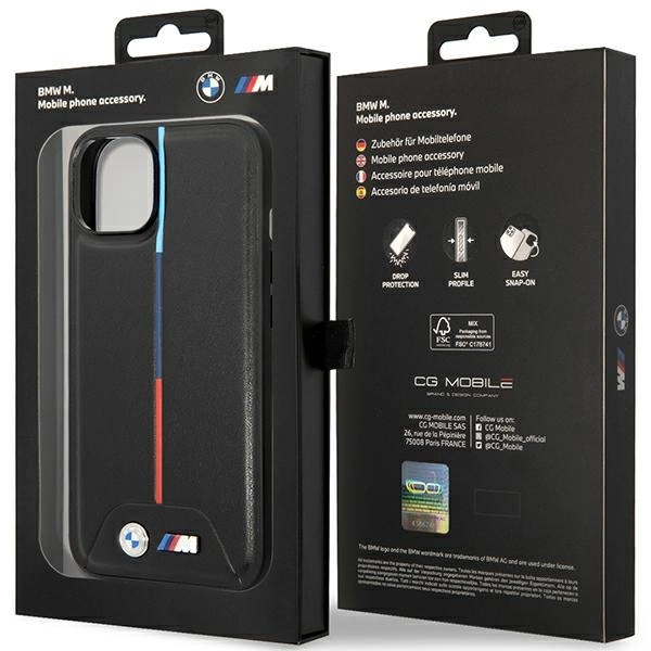 BMW M Quilted Tricolor case for iPhone 15 / 14 / 13 - blackeng