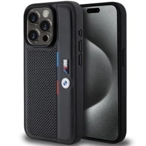 BMW Perforated Tricolor Line case for iPhone 15 Pro Max - blackeng