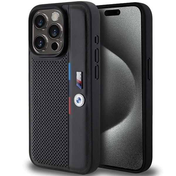 BMW Perforated Tricolor Line case for iPhone 15 Pro Max - blackeng