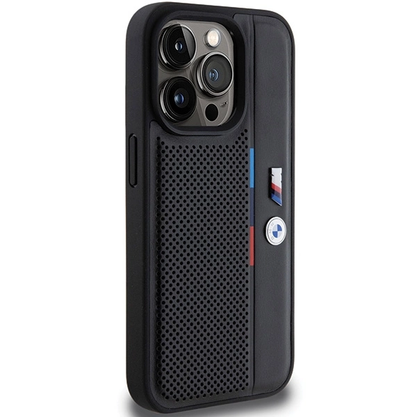 BMW Perforated Tricolor Line case for iPhone 15 Pro Max - blackeng