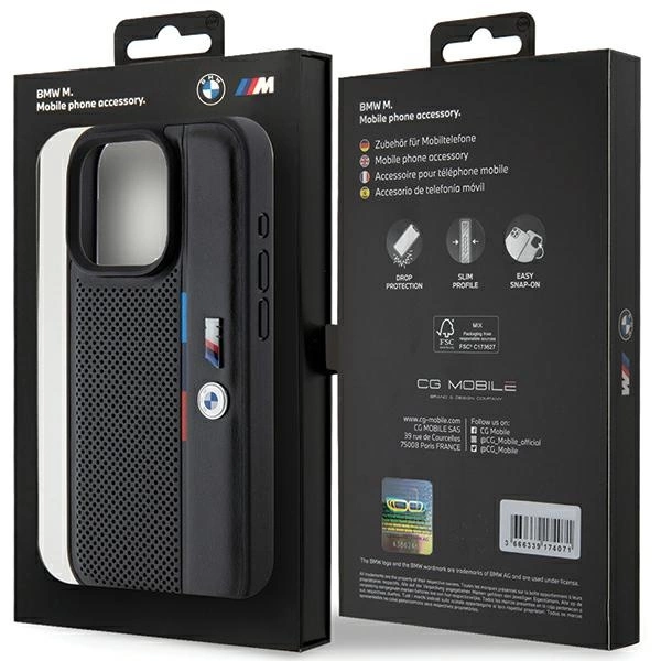 BMW Perforated Tricolor Line case for iPhone 15 Pro Max - blackeng