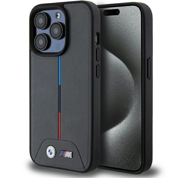 BMW M Quilted Tricolor MagSafe case for iPhone 15 Pro - grayeng