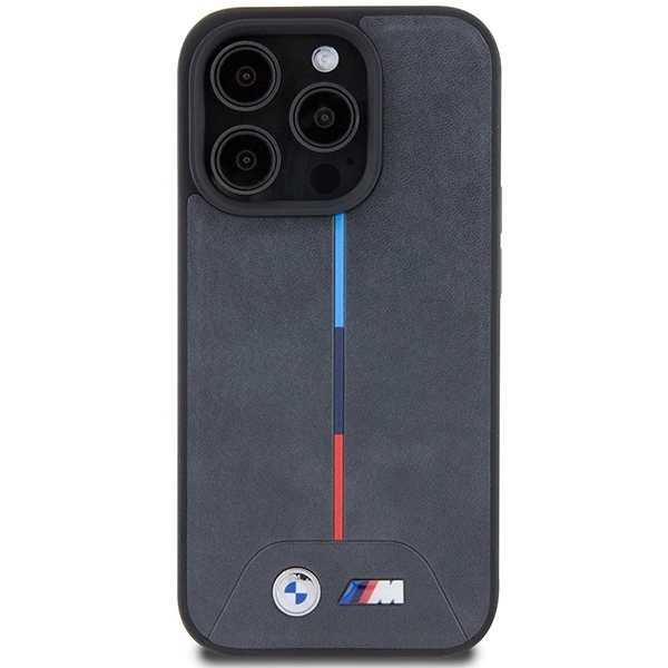BMW M Quilted Tricolor MagSafe case for iPhone 15 Pro - grayeng