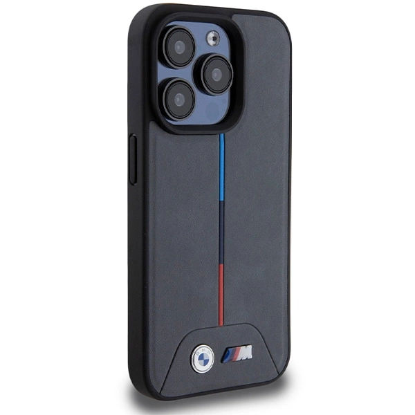 BMW M Quilted Tricolor MagSafe case for iPhone 15 Pro - grayeng