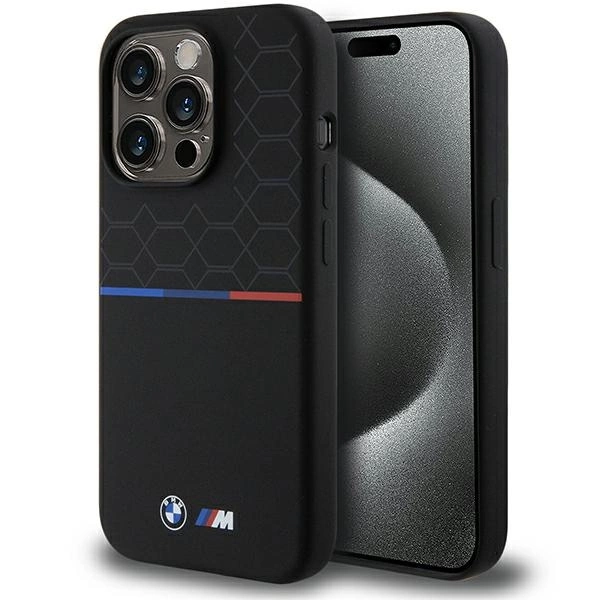 BMW M Silicone Pattern MagSafe case for iPhone 15 Pro - blackeng