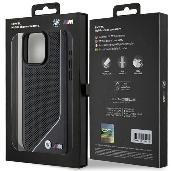 BMW Perforated Twisted Line MagSafe case for iPhone 15 Pro - blackeng