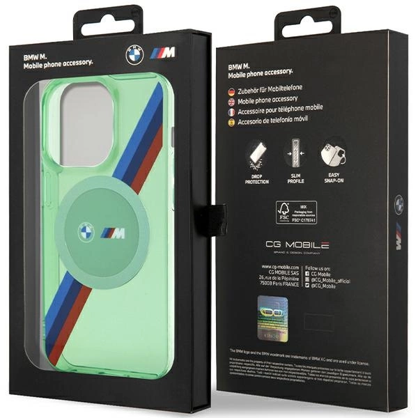 BMW M Tricolor Stripes MagSafe case for iPhone 15 Pro - greeneng
