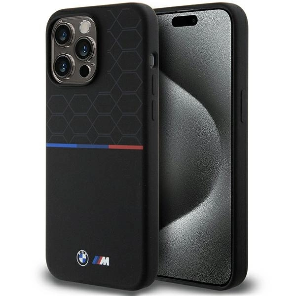BMW M Silicone Pattern MagSafe case for iPhone 15 Pro Max - blackeng