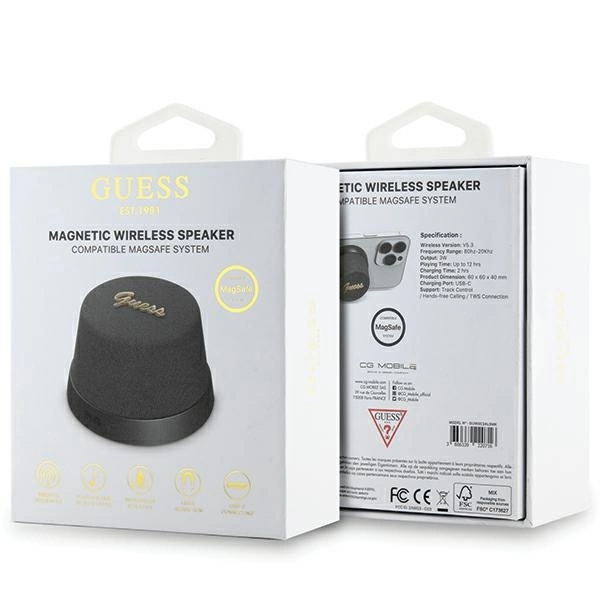 Guess Magnetic Script Metal Bluetooth speaker - blackeng