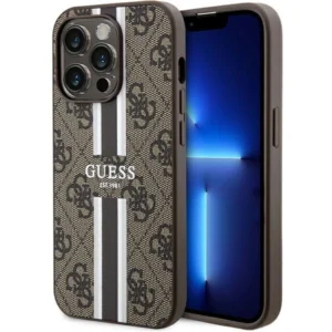 Guess 4G Printed Stripes MagSafe case for iPhone 15 Pro - browneng