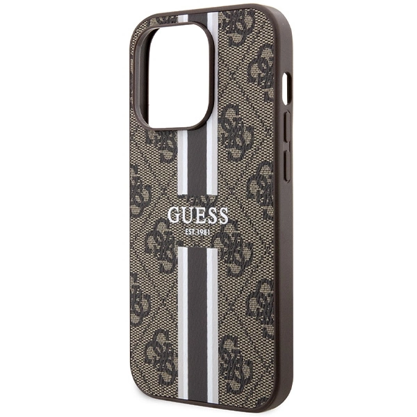 Guess 4G Printed Stripes MagSafe case for iPhone 15 Pro - browneng