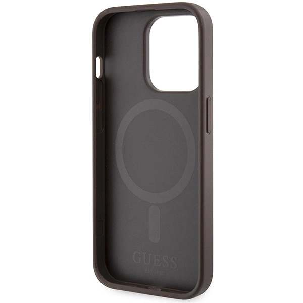 Guess 4G Printed Stripes MagSafe case for iPhone 15 Pro - browneng