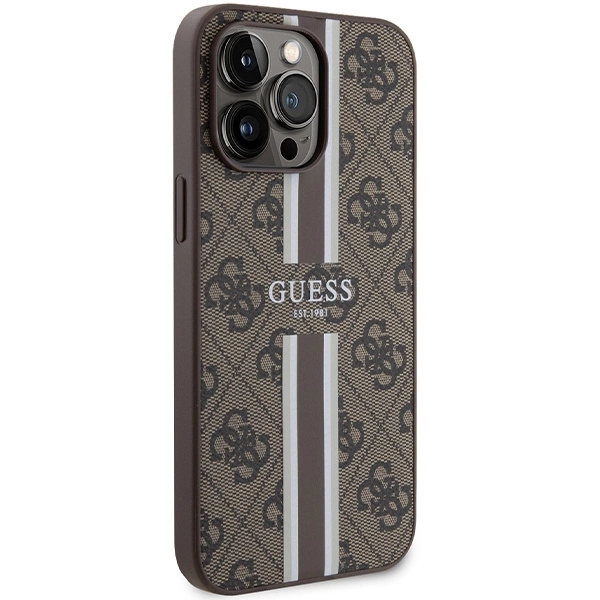 Guess 4G Printed Stripes MagSafe case for iPhone 15 Pro Max - browneng