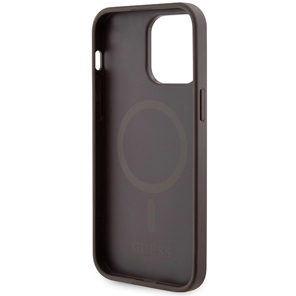 Guess 4G Printed Stripes MagSafe case for iPhone 15 Pro Max - browneng