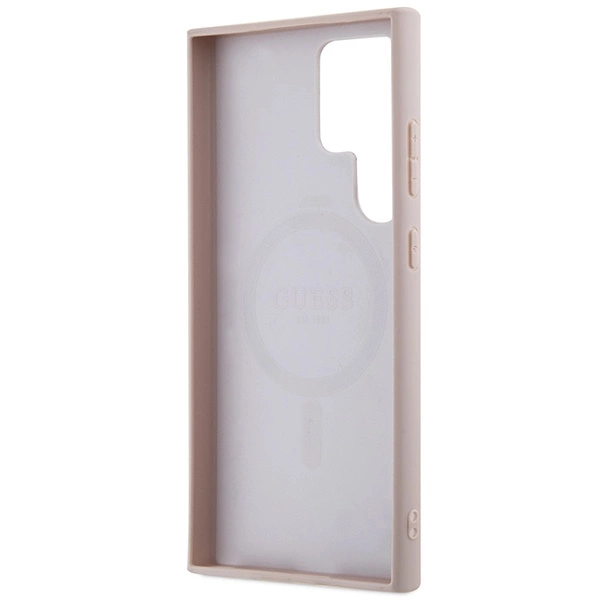 Guess 4G Collection Leather Metal Logo MagSafe Case for Samsung Galaxy S24 Ultra - Pinkeng