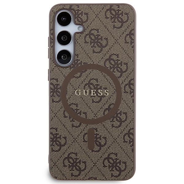 Guess 4G Collection Leather Metal Logo MagSafe case for Samsung Galaxy S24+ - browneng