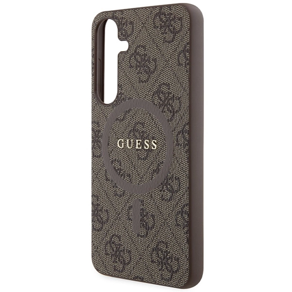 Guess 4G Collection Leather Metal Logo MagSafe case for Samsung Galaxy S24+ - browneng