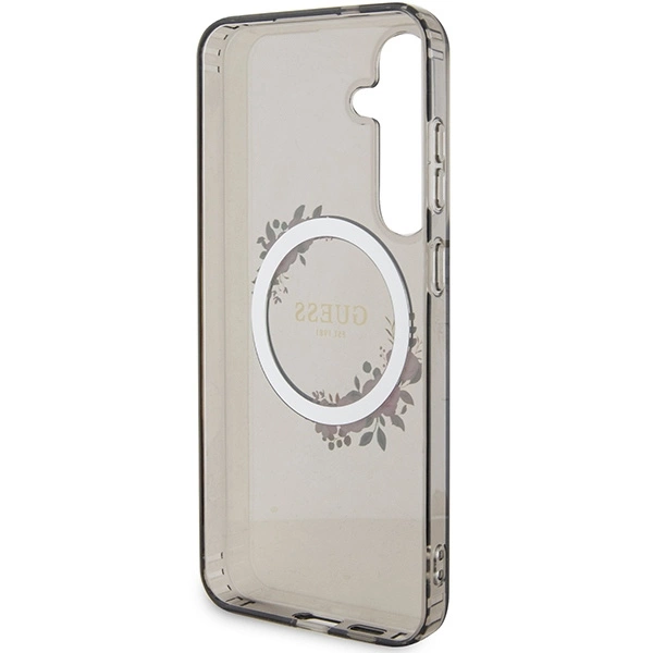 Guess IML Flowers Wreath MagSafe case for Samsung Galaxy S24+ - blackeng