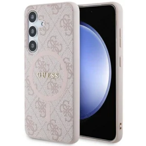 Guess 4G Collection Leather Metal Logo MagSafe Case for Samsung Galaxy S24 - Pinkeng