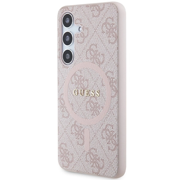 Guess 4G Collection Leather Metal Logo MagSafe Case for Samsung Galaxy S24 - Pinkeng