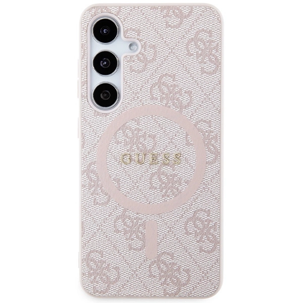 Guess 4G Collection Leather Metal Logo MagSafe Case for Samsung Galaxy S24 - Pinkeng