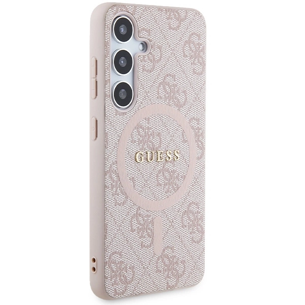 Guess 4G Collection Leather Metal Logo MagSafe Case for Samsung Galaxy S24 - Pinkeng