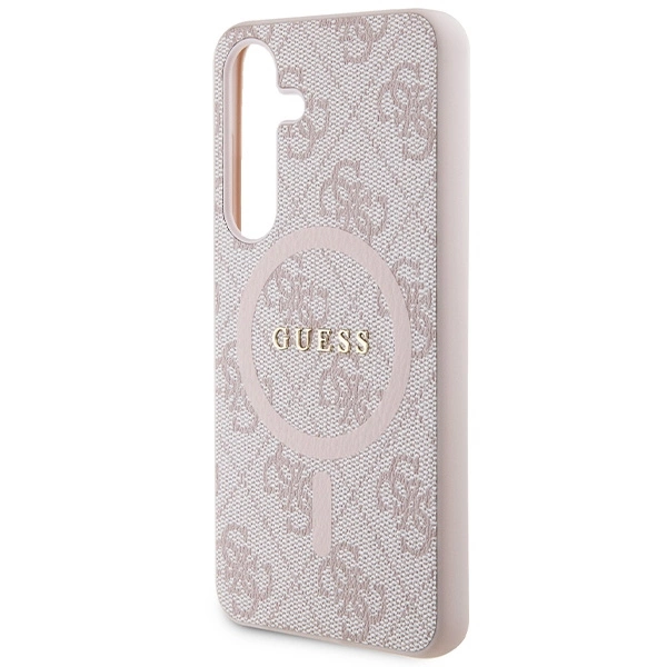 Guess 4G Collection Leather Metal Logo MagSafe Case for Samsung Galaxy S24 - Pinkeng