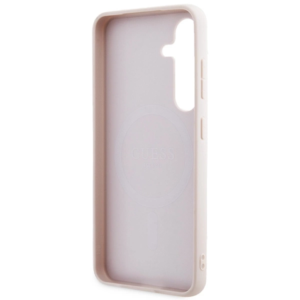 Guess 4G Collection Leather Metal Logo MagSafe Case for Samsung Galaxy S24 - Pinkeng