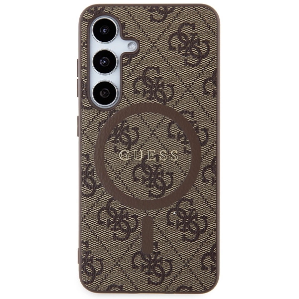 Guess 4G Collection Leather Metal Logo MagSafe Case for Samsung Galaxy S24 - Browneng
