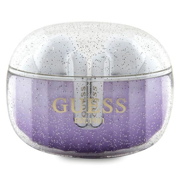 Guess Glitter Gradient TWS Bluetooth headphones with docking station - purpleeng