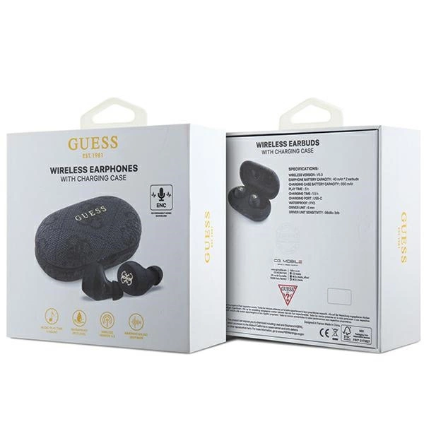 Guess 4G Metal TWS Headphones with ENC Charging Station - Blackeng