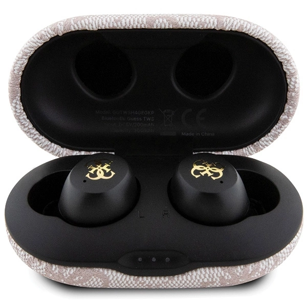 TWS Guess 4G Metal Bluetooth headphones with ENC docking station - pinkeng
