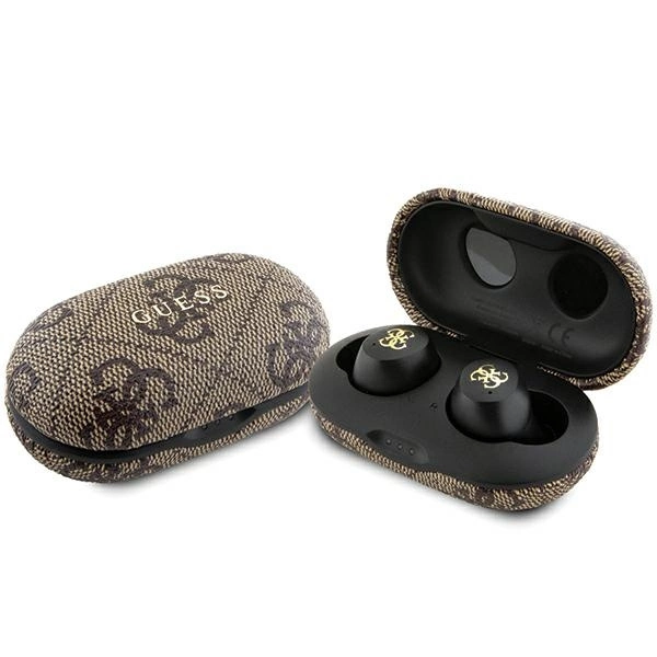 TWS Guess 4G Metal Bluetooth headphones with ENC docking station - browneng