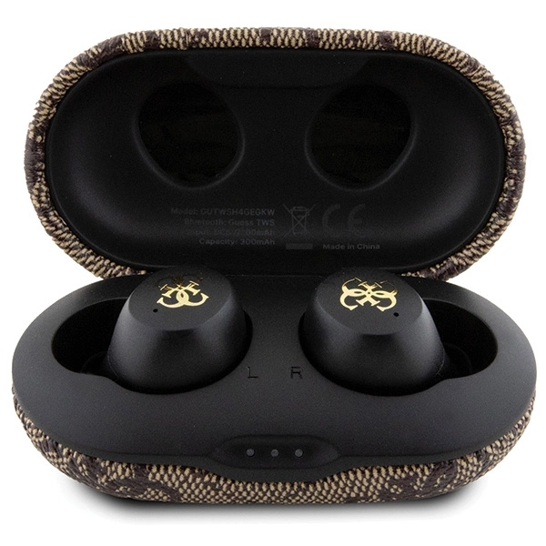 TWS Guess 4G Metal Bluetooth headphones with ENC docking station - browneng