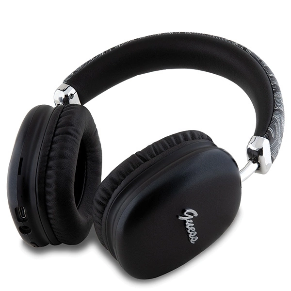Guess GCube Metallic Script Logo Headphones - Blackeng