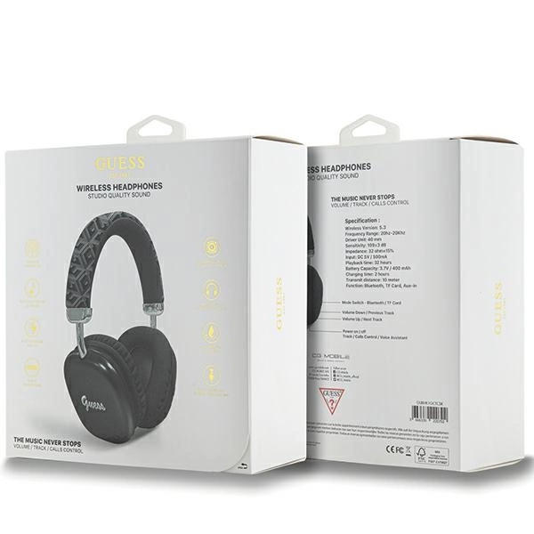 Guess GCube Metallic Script Logo Headphones - Blackeng