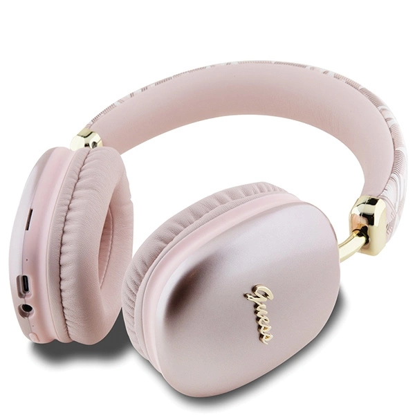 Guess GCube Metallic Script Logo Headphones - Pinkeng