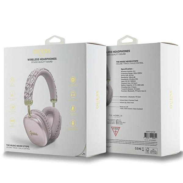 Guess GCube Metallic Script Logo Headphones - Pinkeng