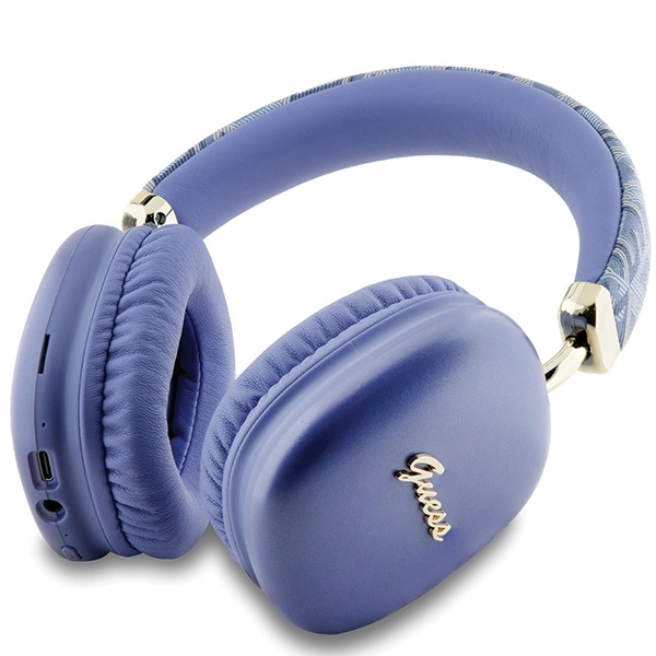 Guess GCube Metallic Script Logo Headphones - Purpleeng