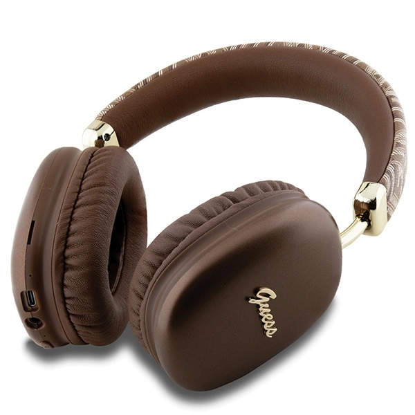 Guess GCube Metallic Script Logo Bluetooth on-ear headphones - browneng
