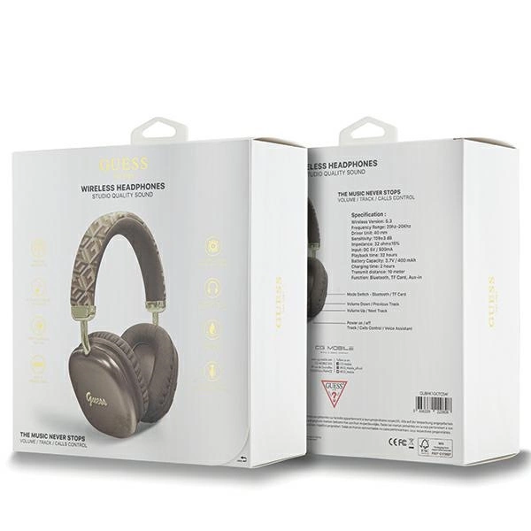 Guess GCube Metallic Script Logo Bluetooth on-ear headphones - browneng